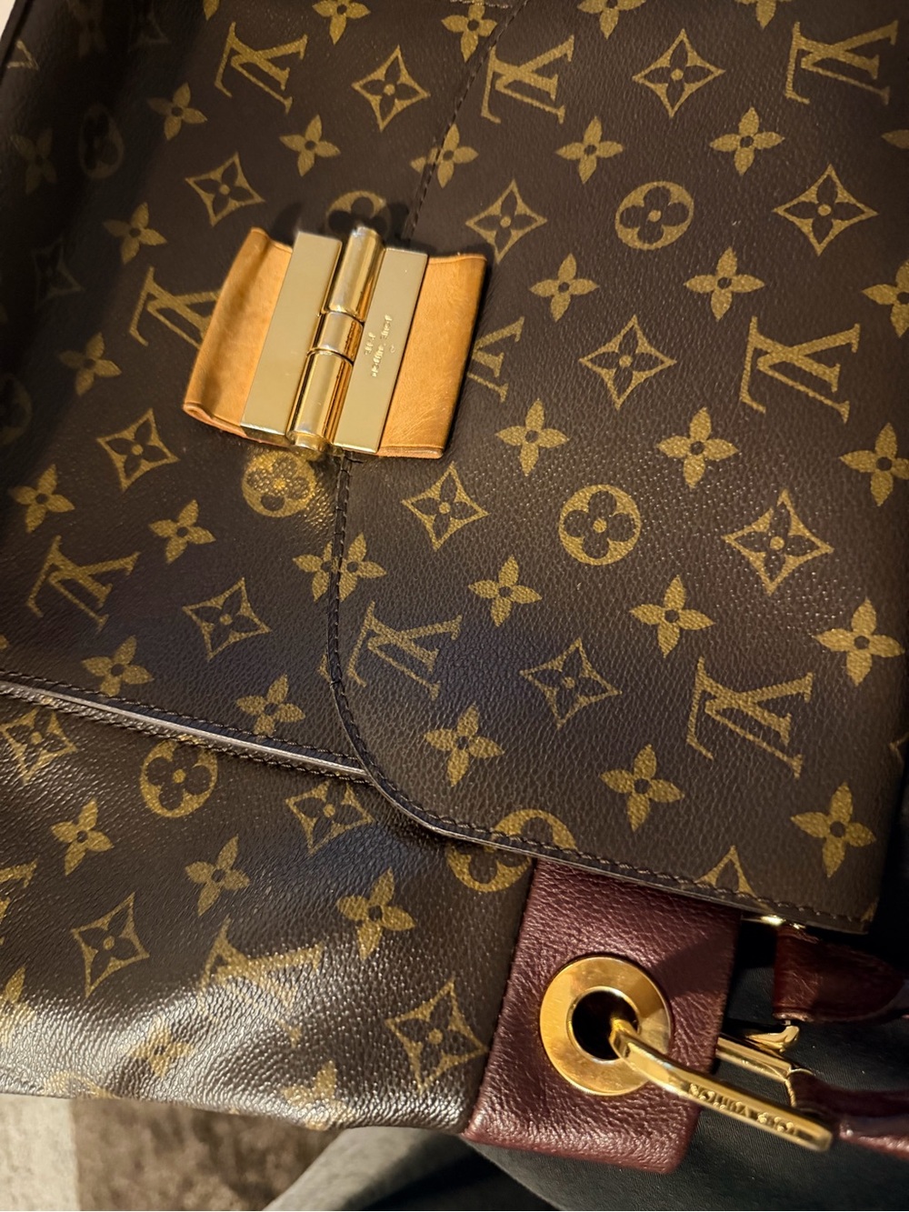 Louis Vuitton Monogram Shoulder Bag Brown with Burgundy Accents - Picture 3 of 16